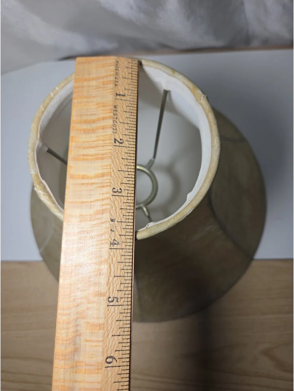 Vintage Faux Leather Tan Bell Lamp Shade Distressed 10